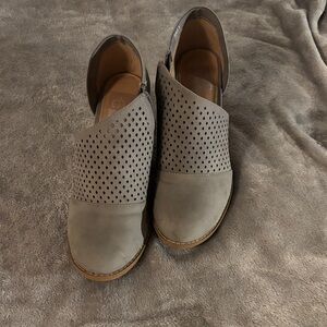 Perforated Gray Wedge Shoes